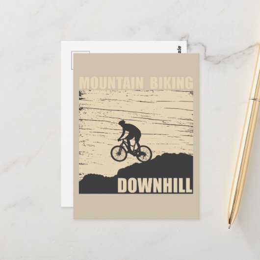 Mountainbiken Downhill Briefkaart (Voorkant / Achterkant in situ)