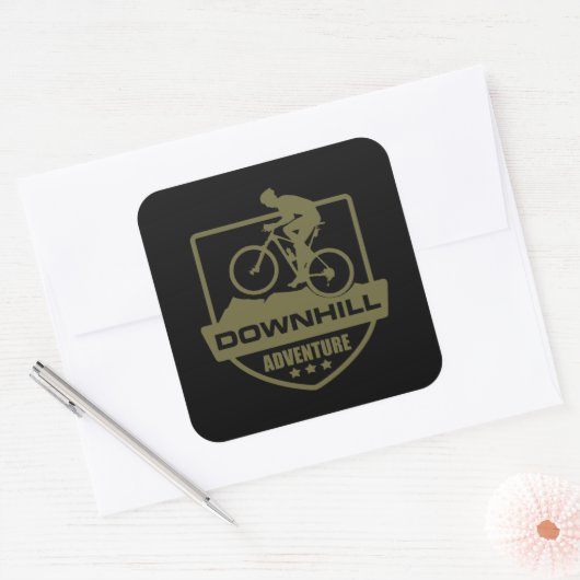 Mountainbiken Downhill mtb Vierkante Sticker (Envelop)