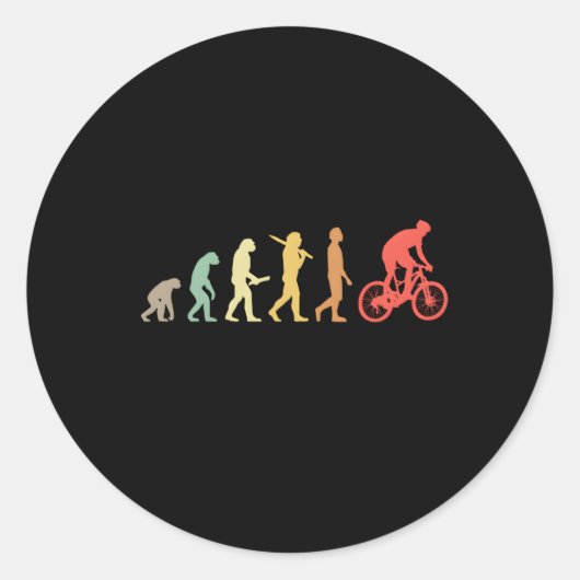 Mountainbiken evolutie voor mountainbikers ronde sticker (Voorkant)