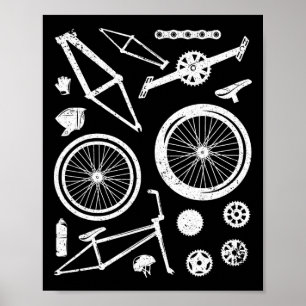 Mountainbiken gedemonteerde fietsdelen Sprocket di Poster