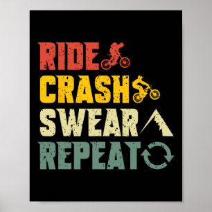 Mountainbiken Grappige Rit Crash Scheld Herhaal Hu Poster