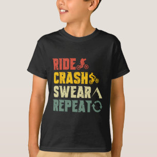Mountainbiken Grappige Rit Crash Slaan Herhalen Hu T-shirt
