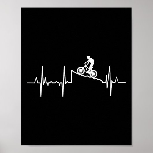 Mountainbiken Hartslag Mountainbiker Hartlijn Poster (Voorkant)