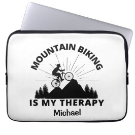 Mountainbiken Is Mijn Therapie Laptop Hoes