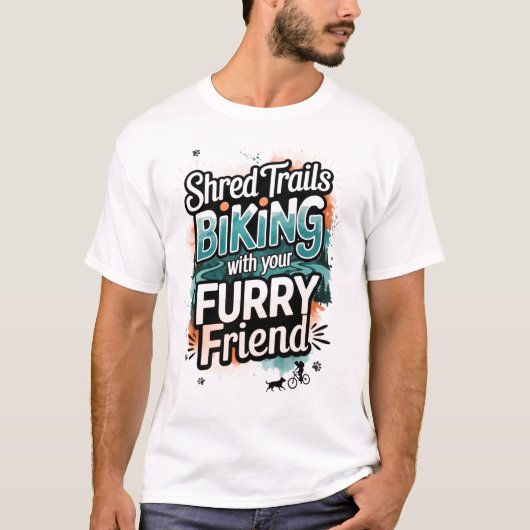 Mountainbiken met harige vriend t-shirt (Voorkant)