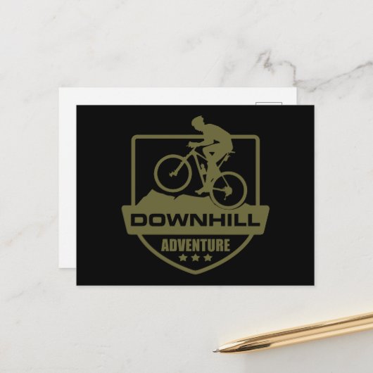 Mountainbiken MTB Downhill Briefkaart (Voorkant / Achterkant in situ)