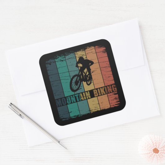 Mountainbiken MTB Vierkante Sticker (Envelop)
