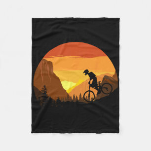 Mountainbiken Retro Sunset Trail Rider Fleece Deken