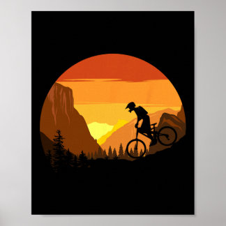 Mountainbiken Retro Sunset Trail Rider Poster