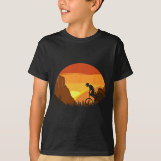 Mountainbiken Retro Sunset Trail Rijder T-shirt