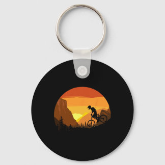 Mountainbiken Retro Zonsondergang Trail Rider Sleutelhanger