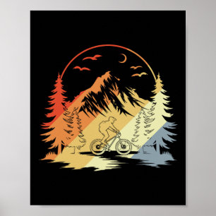 Mountainbiken Schets Retro Stijl  Poster