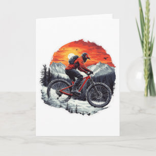 Mountainbiken Sneeuw Bos Paden Zonsondergang Fiets Kaart
