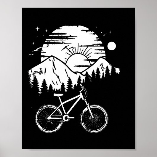 Mountainbiken Tekening Mtb Fietsen Poster (Voorkant)