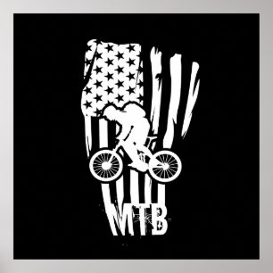 mountainbiken US Amerikaanse vlag Poster