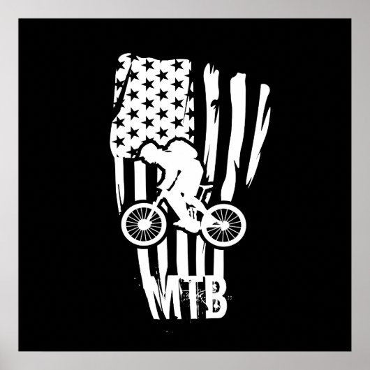 mountainbiken US Amerikaanse vlag Poster (Voorkant)
