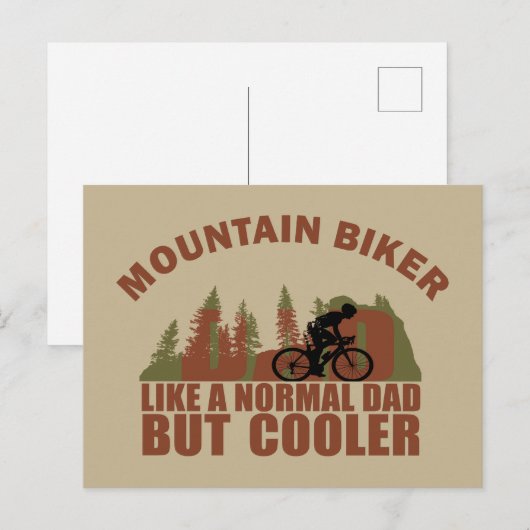 Mountainbiken vader  feestdagenkaart (Voorkant / Achterkant)