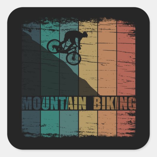 Mountainbiken  vierkante sticker (Voorkant)