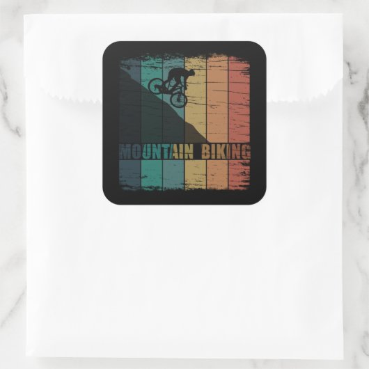 Mountainbiken  vierkante sticker (Tas)