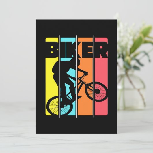 Mountainbiker Retro Vintage Kaart (Staand voorkant)