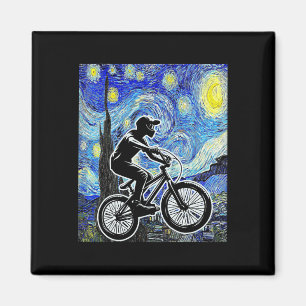 Mountainbiker Sterrennacht Mtb Van Gogh Berg Magneet