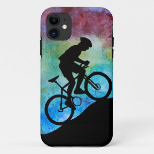 Mountainbiker tegen zonsondergang iPhone 11 hoesje