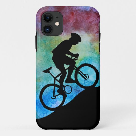 Mountainbiker tegen zonsondergang Case-Mate iPhone case (Achterkant)