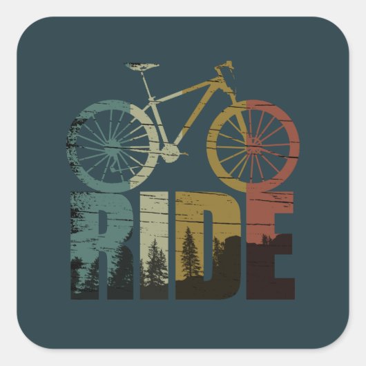 Mountainbikerider Vierkante Sticker (Voorkant)