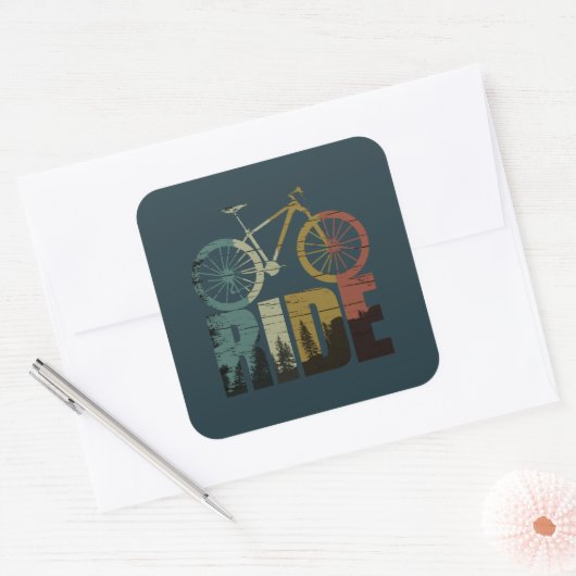 Mountainbikerider Vierkante Sticker (Envelop)