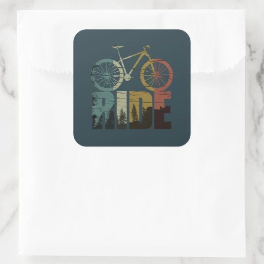 Mountainbikerider Vierkante Sticker (Tas)