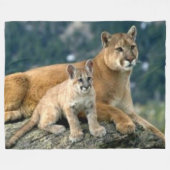 MOUNTAINE LION EN CUB FLEECE DEKEN (Voorkant (Horizontaal))