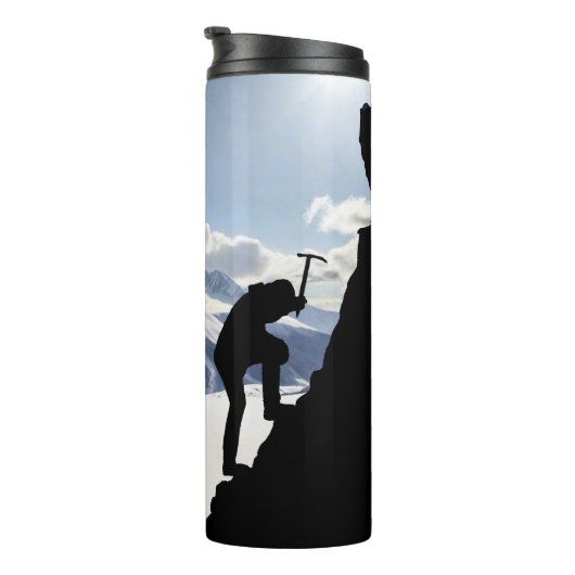 Mountaineering with Climber Silhouette personalize Thermosbeker (Geroteerd rechts)