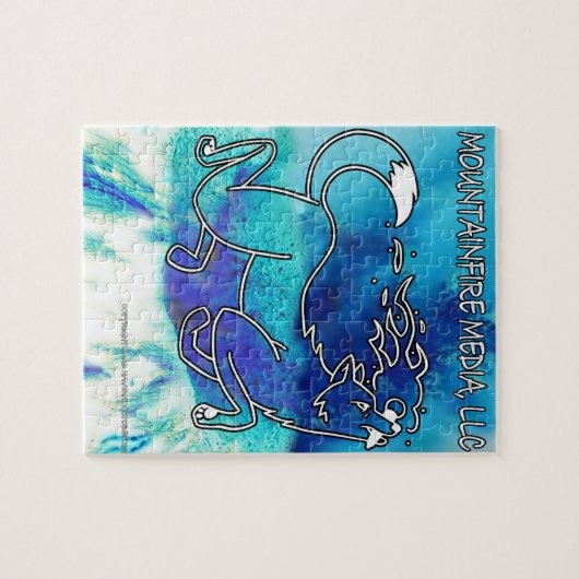 MountainFire Coyote Leaping over Volcano Design 2 Legpuzzel (Horizontaal)