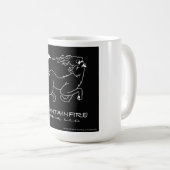 MountainFire Coyote White op zwarte achtergrond Mo Koffiemok (Voorkant rechts)