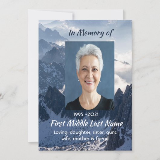 Mountains Alpine Memorial Keepsake Kaart (Voorkant)