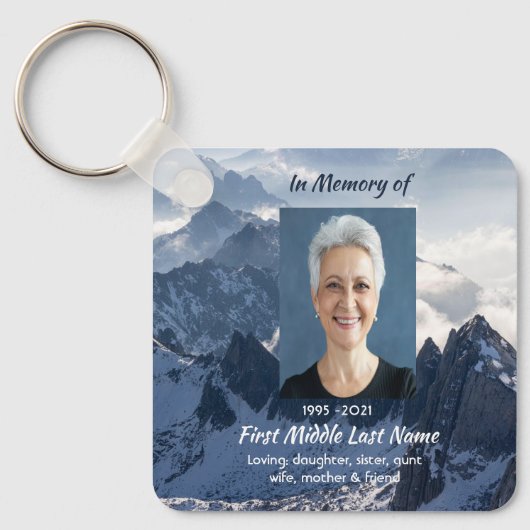Mountains Alpine Memorial Keepsake Sleutelhanger (Voorkant)
