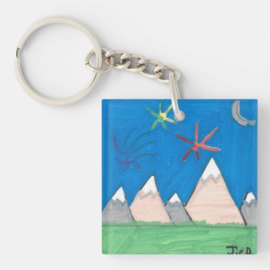 Mountains and Fireworks Keychain (voorkant)