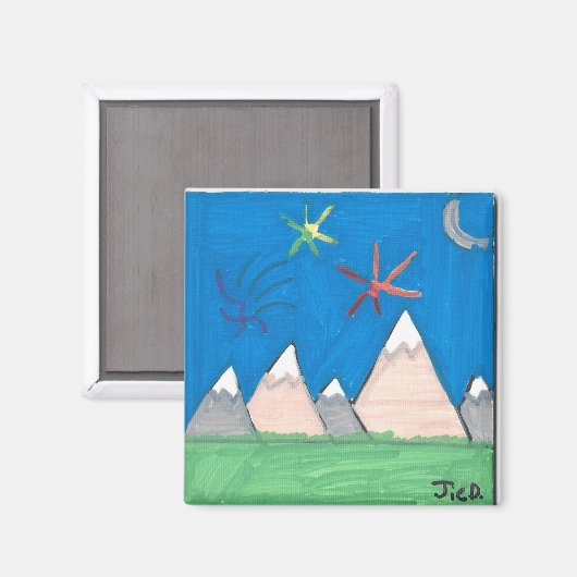 Mountains and Fireworks Magneet (Voorkant / Achterkant)