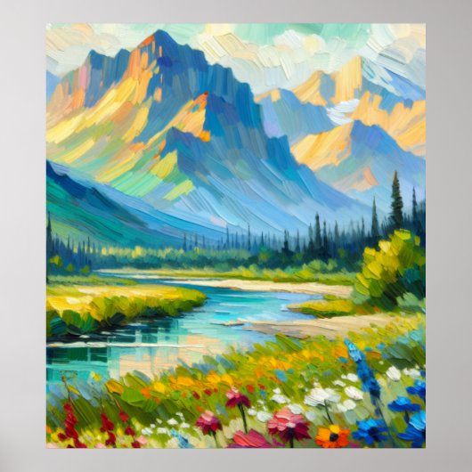 Mountains and Flowers Poster (Voorkant)
