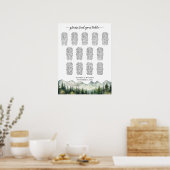 Mountains and Pines 13 Tables Wedding Seating Poster (Keuken)