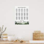 Mountains and Pines 15 Tables Wedding Seating Poster (Keuken)