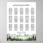 Mountains and Pines 15 Tables Wedding Seating Poster (Voorkant)