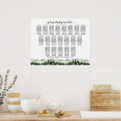 Mountains and Pines 20 Tables Wedding Seating Poster (Keuken)
