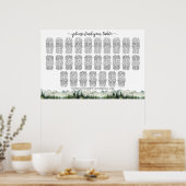 Mountains and Pines 27 Tables Wedding Seating Poster (Keuken)