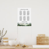 Mountains and Pines 6 Tables Wedding Seating Poster (Keuken)