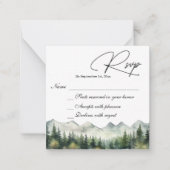 Mountains and Pines Wedding RSVP Card Notitiekaartje (Voorkant)