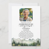 Mountains and Trees Celebration Of Life Funeral Kaart (Voorkant)