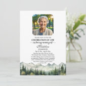 Mountains and Trees Celebration Of Life Funeral Kaart (Staand voorkant)