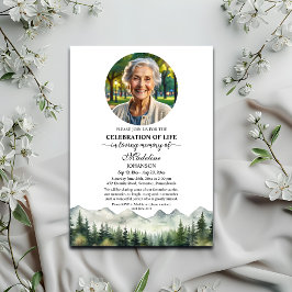 Mountains and Trees Celebration Of Life Funeral Kaart