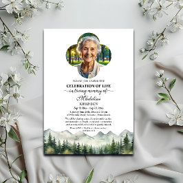 Mountains and Trees Celebration Of Life Funeral Kaart